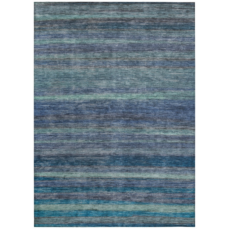 Doravine Blue Washable Indoor-Outdoor Rug - , 10' x 14'