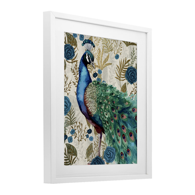 «Rococo Peacock Pride», reproduction d'art sous verre, conception de Kim Allen, H 16 po x l 13 po