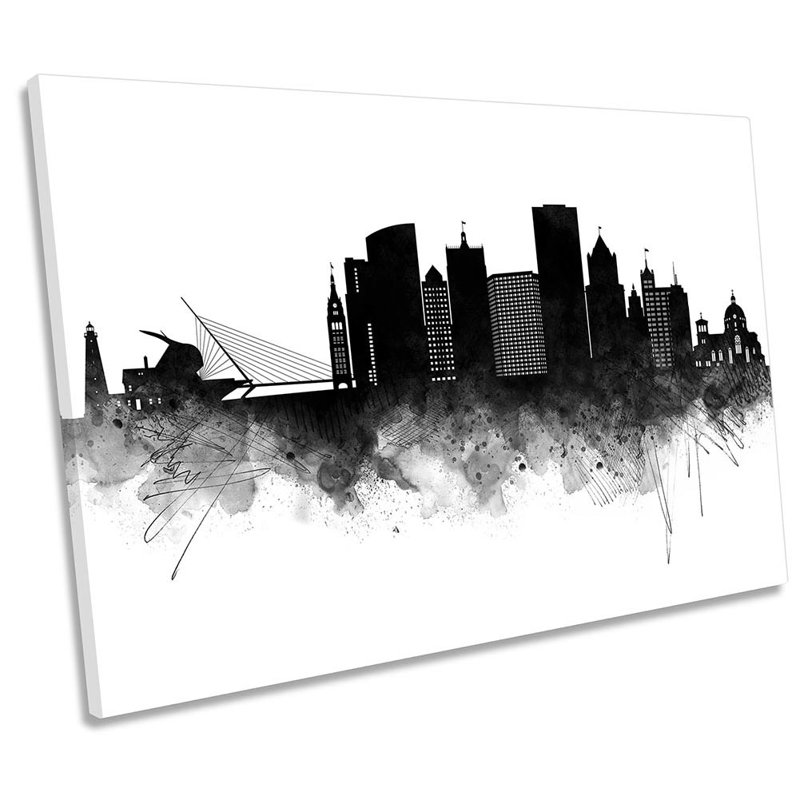 Milwaukee City Skyline - Wrapped Canvas Print, 30.5cm H x 45.7cm W x 2cm D
