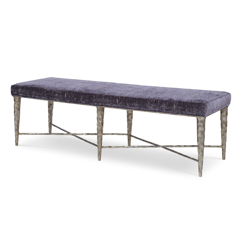 Chiseled Upholstered Bench, Margaret Ebony Polyester Blend