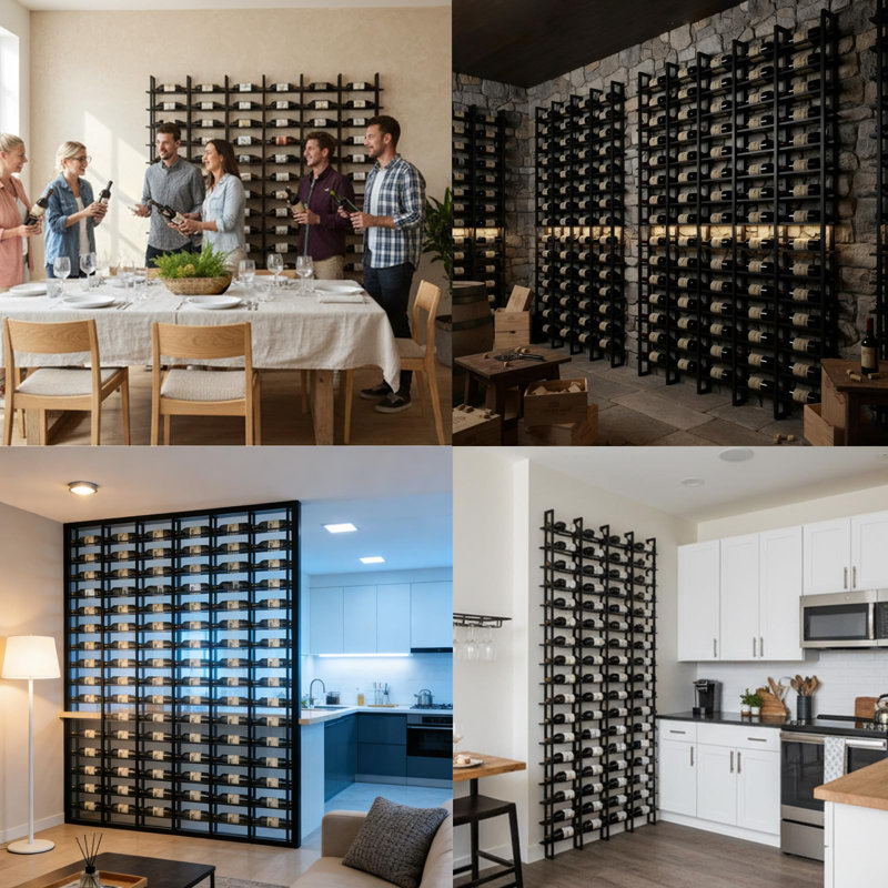 16 Bottle Wall Mount Wine Rack,Black Industrial Wine Storage Display Rack, Wine Cellar Storage,for Home Bar, Restaurant