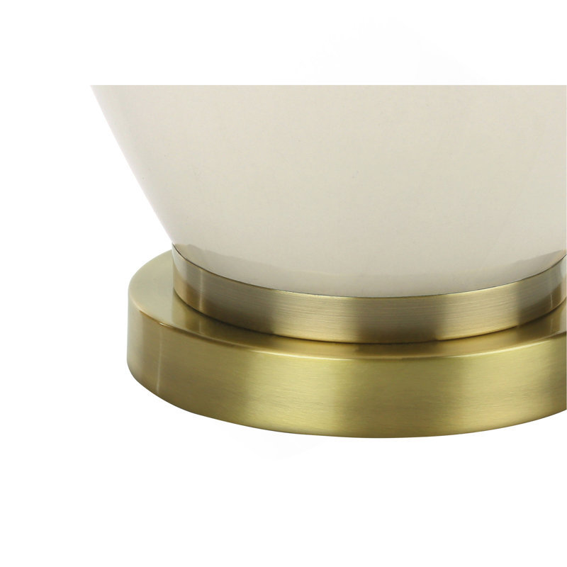 Lighting, H 26 po, lampe de table, abat-jour ivoire / crème, céramique crème, transitionnel