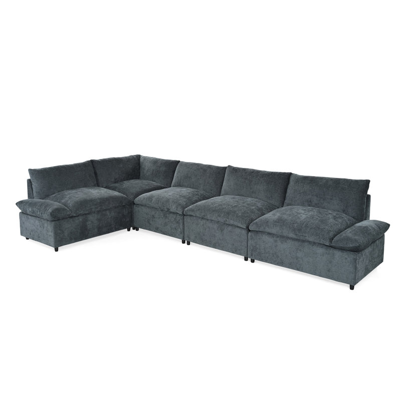 Canapé modulaire gris foncé 115,5 po avec revêtement en polyester durable