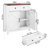 Farmhouse Storage Cabinet With Drawer And Adjustable Shelf, White Kitchen Cabinet With Walnut Countertop,  Modern Coffee Bar Console Cabinet For Kitchen, Dining Room, Bathroom, Entryway