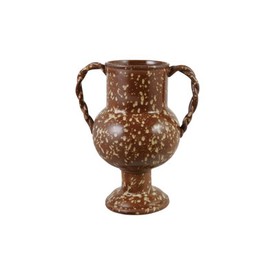Brown Speckled Stoneware Urn with Reactive Glaze