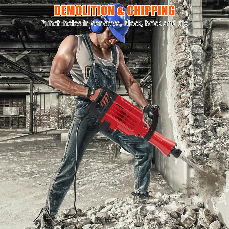 Jackhammer 1700W 65A, ensemble de 3 pièces, cuivre aluminium, 220V