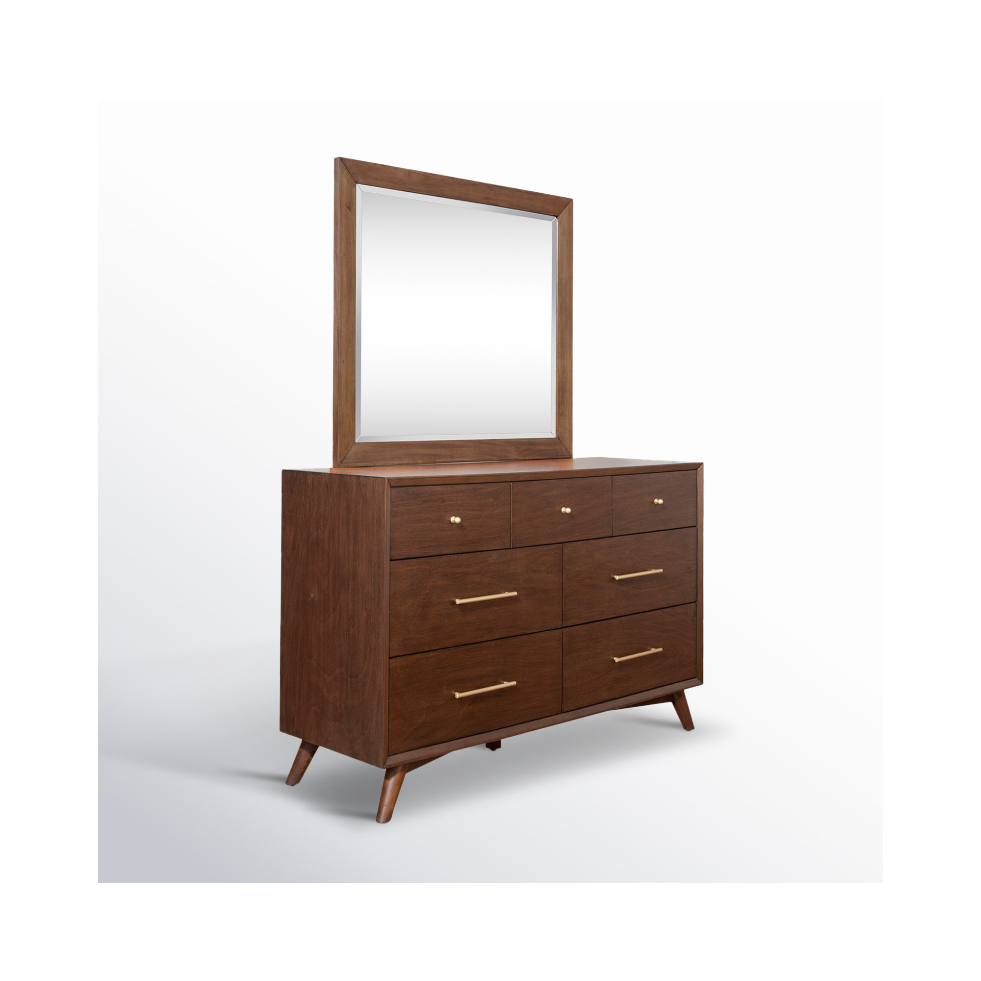 Williams 7 - Drawer Dresser with Mirror, Walnut