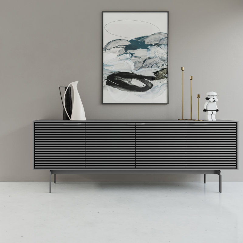 Align Media Console, Satin White, 28.5”H x 81”L x 18”W