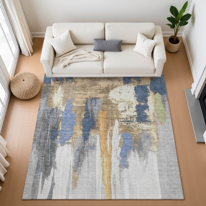 Premium Machine Washable  Abstract Rug, Rectangle 10' x 14'