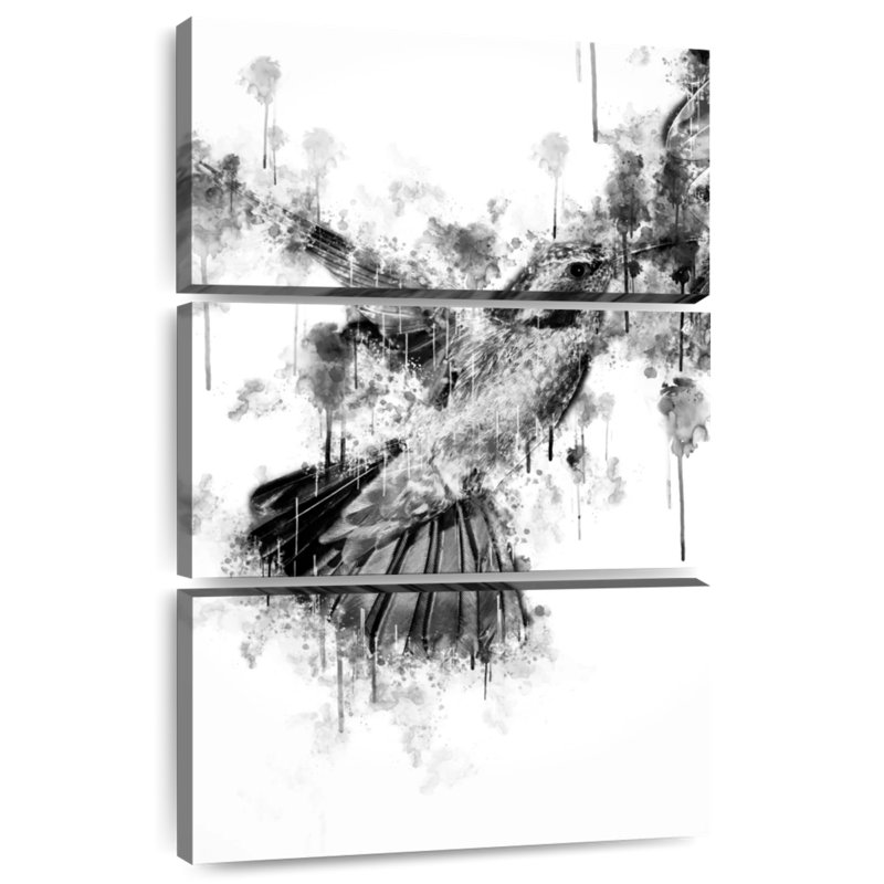Brampt Hummingbird Black And White, 32" H x 20" W