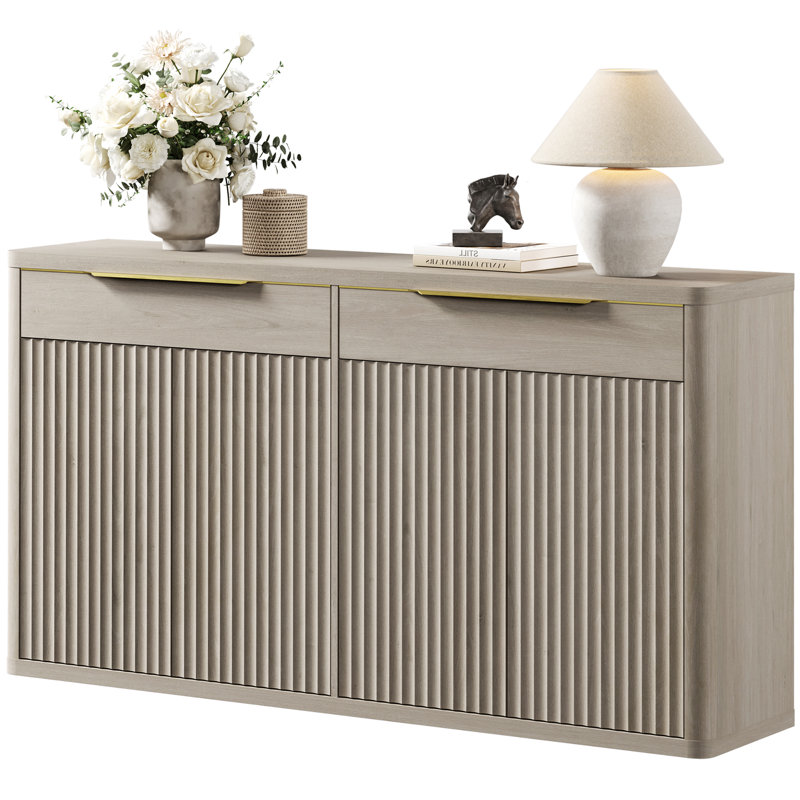 Buffet 66,34 po avec 4 portes et 2 tiroirs Cesiro, Chêne clair