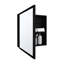 Armoire à miroir pour salle de bain et cuisine H 21,1 po x l 19,7 po, noir, 4 tablettes et support à serviettes noir pour cuisine, fixation intérieure