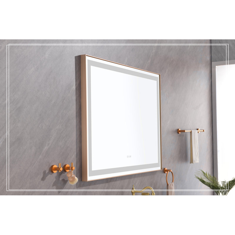 Miroir mural de salle de bain à DEL avec lumière élevée et anti-buée à contrôle séparé, 48 po x 36 po