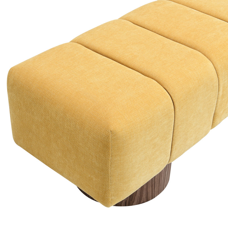 Banc multifonctionnel en chenille jaune, capacité de 300 lb, sans assemblage, noyau en mousse de 11 po, longueur de 50 po, pour banc de salle à manger et de chambre à coucher avec mousse haute, 17 po de hauteur, poids, utilisation multifonctionnelle