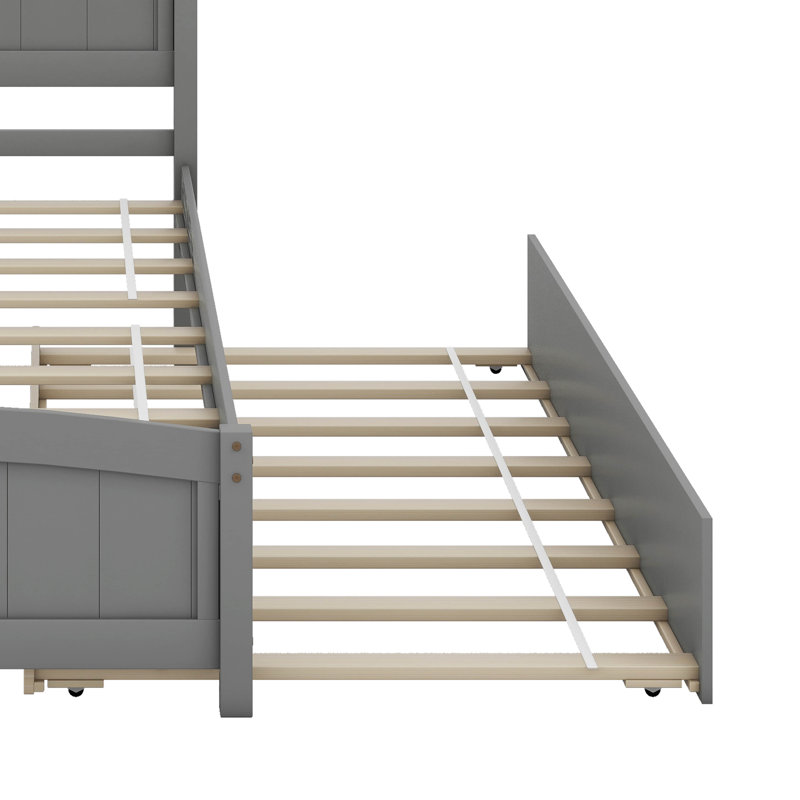Lit plateforme simple avec lit gigogne, Gris