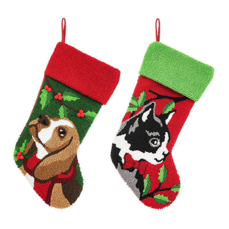 Ensemble de chaussette de Noël, chien et chat