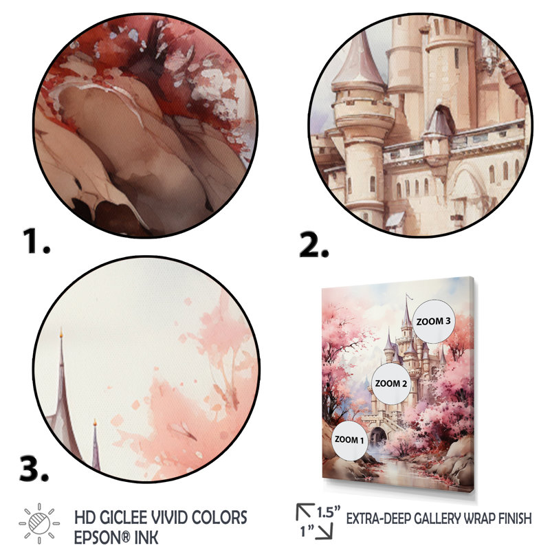 «Spathariko Castles Pastel Dreams II», reproduction d'art sur toile, Toile tendue, H 32 po x l 24 po x P 1 po
