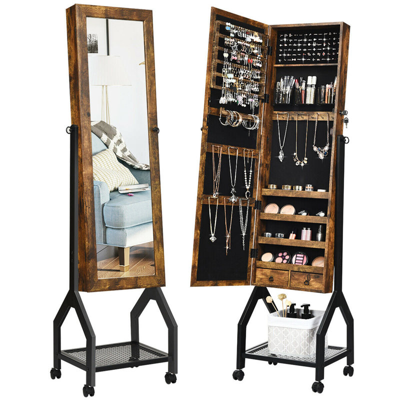 Armoire pour bijoux avec miroir autoportante