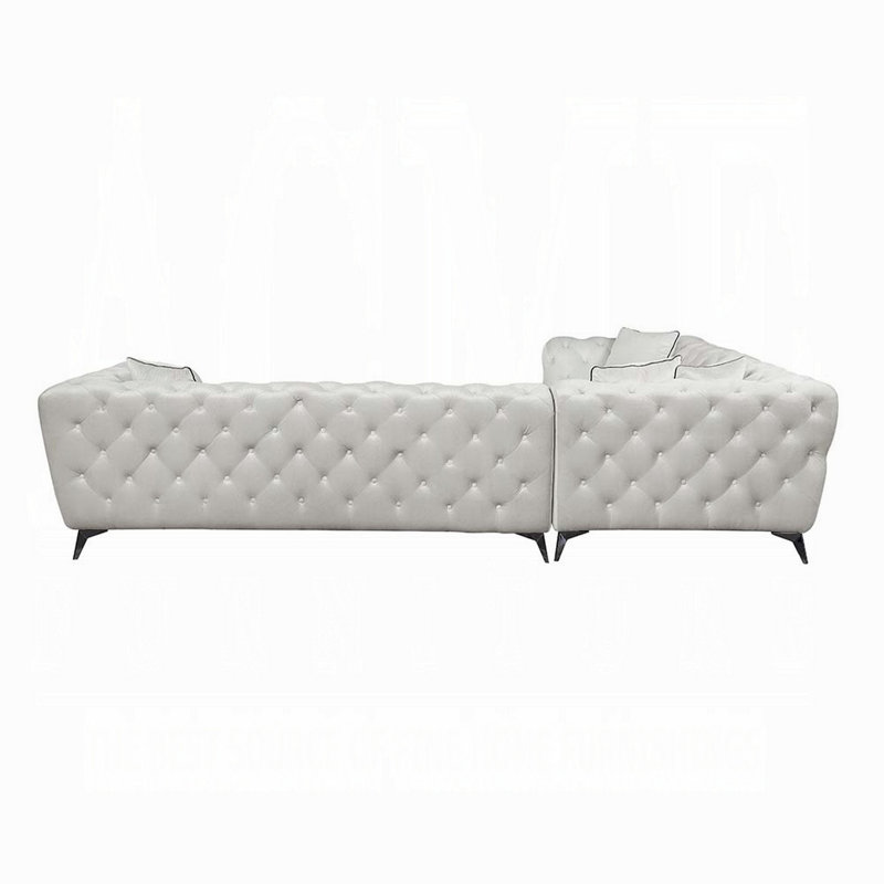 Canapé modulaire Ronia, 4 coussins décoratifs, blanc ivoire touffeté, 133 pouces