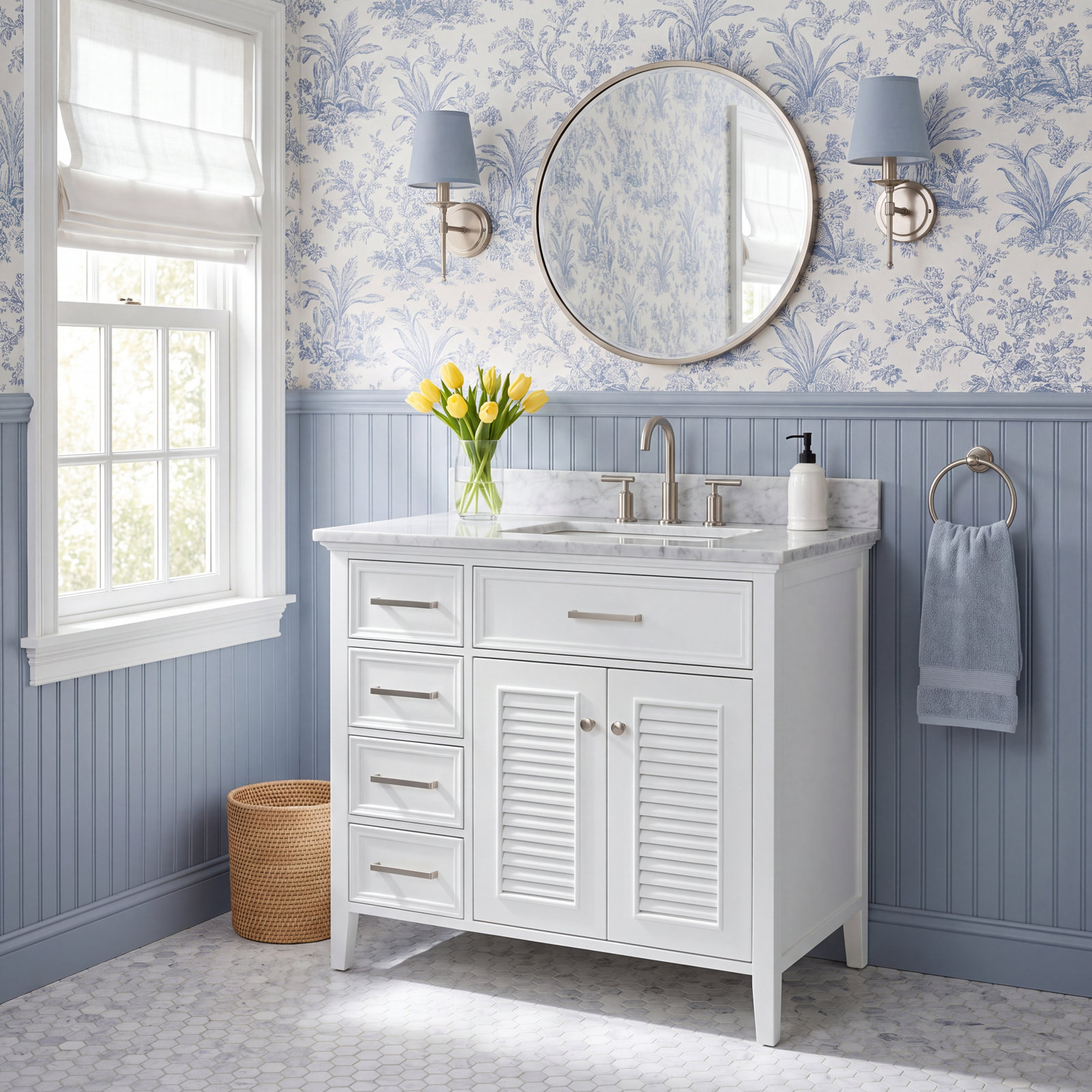 Clyda 37" Single Bathroom Vanity, Right, White