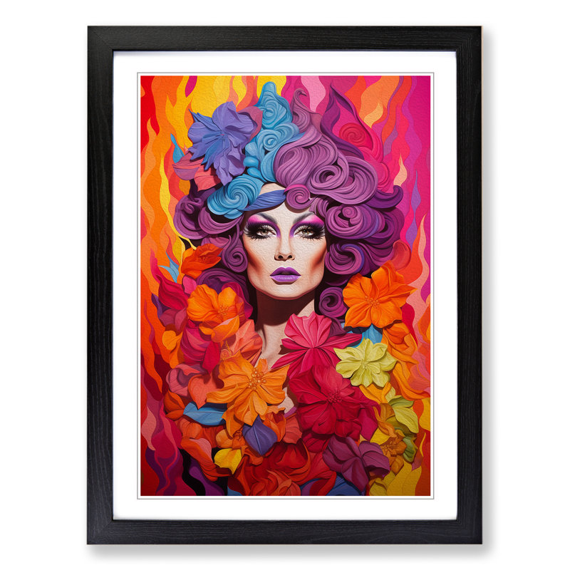 Drag Queen Colour Field No.2 - Single Picture Frame Print on Wood, Black Framed, 46cm H x 34cm W