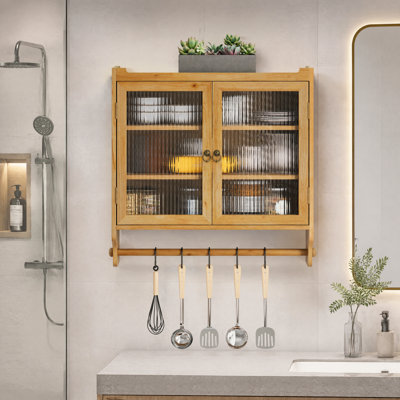 Armoire de rangement murale 24,8 po à 3 niveaux avec porte-serviettes pour salle de bain