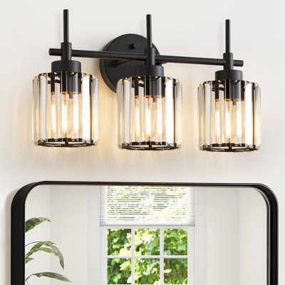 3-Light Sand Nickel Bathroom Light Fixtures With Clear Shades, Vanity Lighting Fixtures Over Mirror (Exclude Bulb)