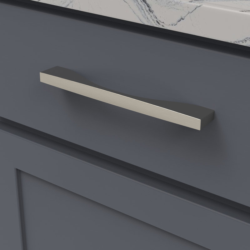 Poignée Channel - poignées d'armoire de 7 à 9/16 po nickel satiné - quincaillerie contemporaine pour tiroirs et armoires