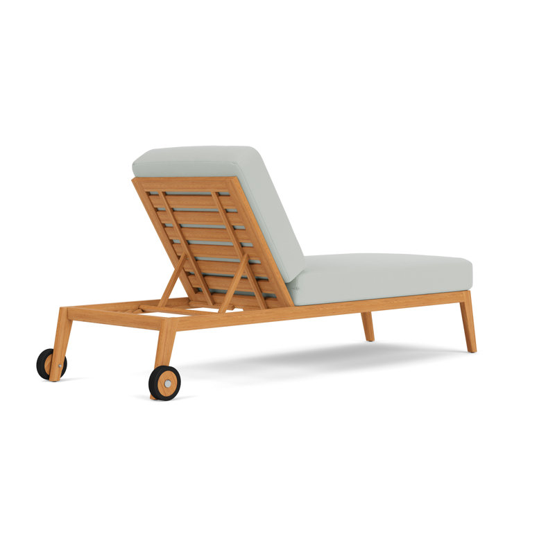 Alpine Outdoor Teak Chaise Lounge, Callen Celadon