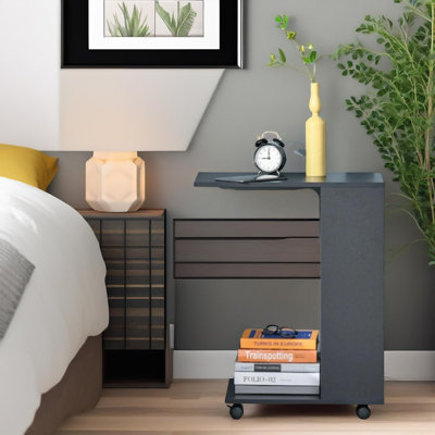 Carnevale C Shaped End Table With Storage Living Room Furniture Side Sofa Table