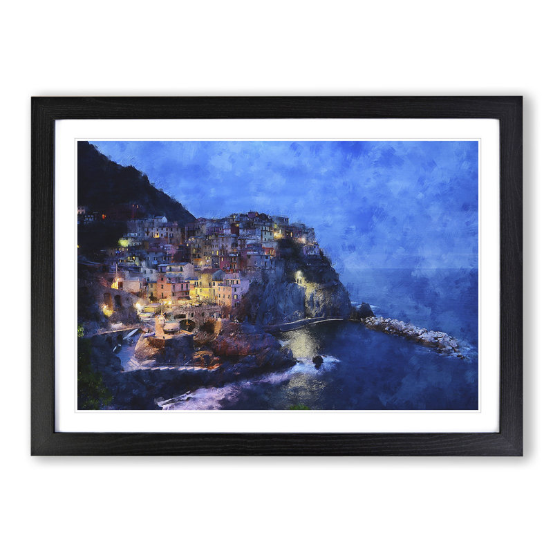Cinque Terre in Italy Vol.2 - Picture Frame Graphic Art, 27cm H x 36cm W x 2cm D, Black Framed