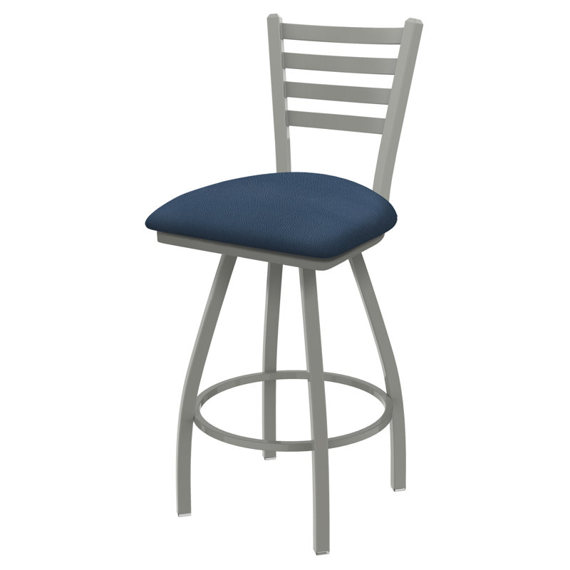 Tabouret de bar pivotant de 36" Evers, Nickel anodisé, Vinyle - baie Rein, Extra Tall (36” Seat Height)