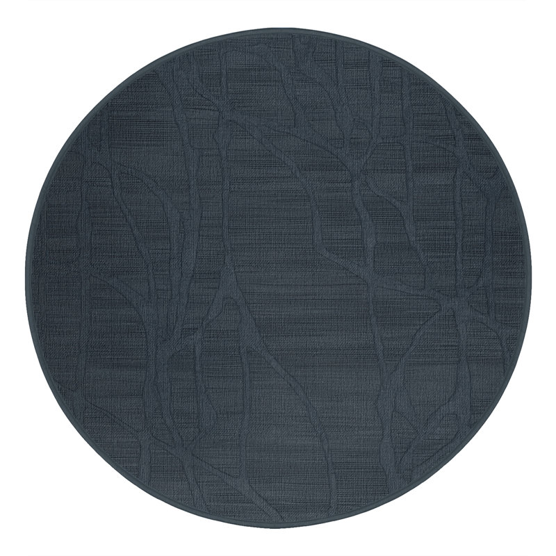 Tapis noir lavable à la machine, Rond 7 pi