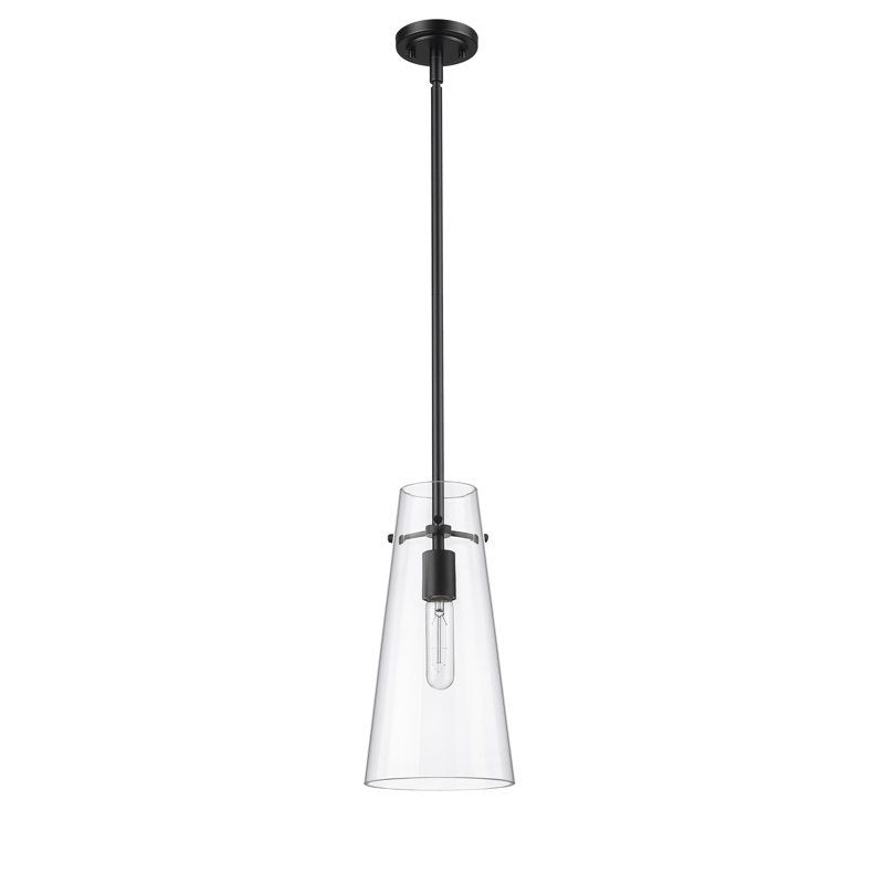 Luminaire suspendu 1 lumière Vilmos, H 58 po x l 6,5 po x P 5 po, Noir mat