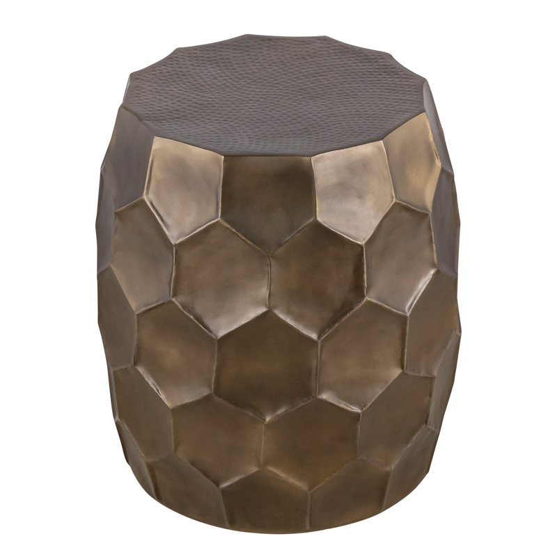 Celentano Metal Drum Accent End Table, Gold