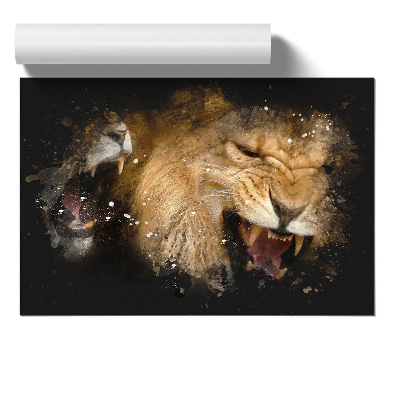 Two Lions Paint Splash - Frameless Print, 30cm H x 42cm W x 0.1cm D