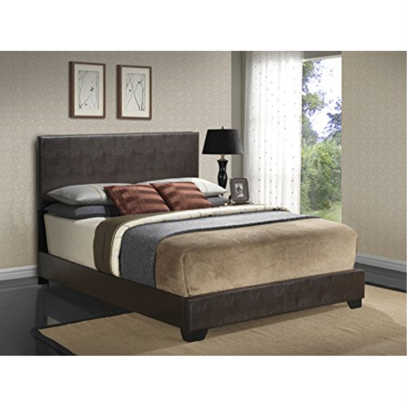 Upholstered Low Profile Standard Bed, Full, Cappuccino