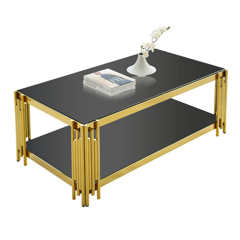 Glass Top Coffee Table, Black