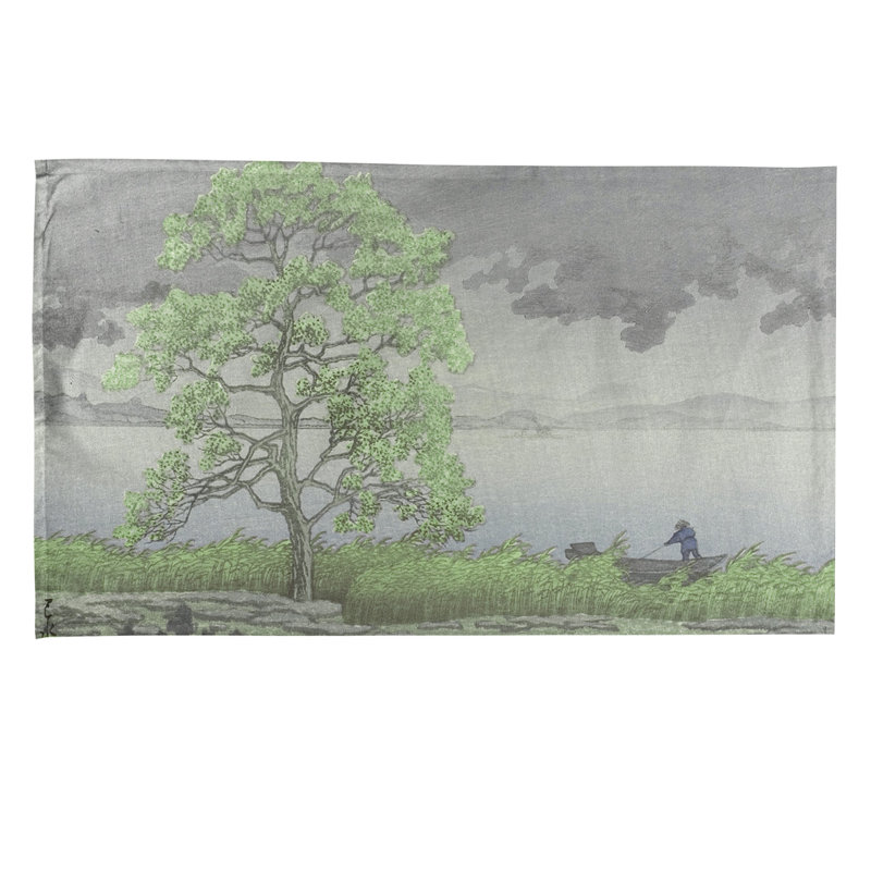 Serviette de thé sur le shore, Polyester sergé, Vert