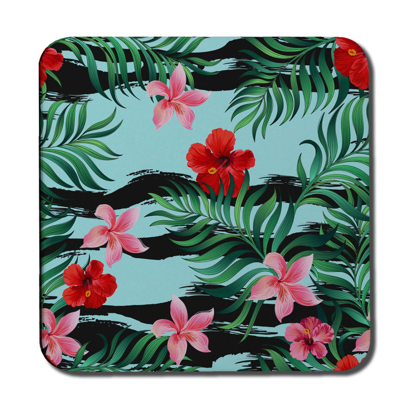 Square 6 Piece Coaster Set, Tropical Palm