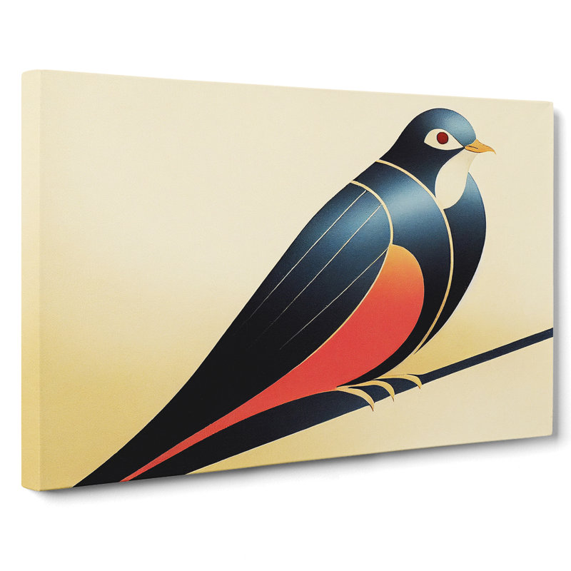 Dove Bird Deco Abstract - Wrapped Canvas, 40cm H x 60cm W x 3cm D