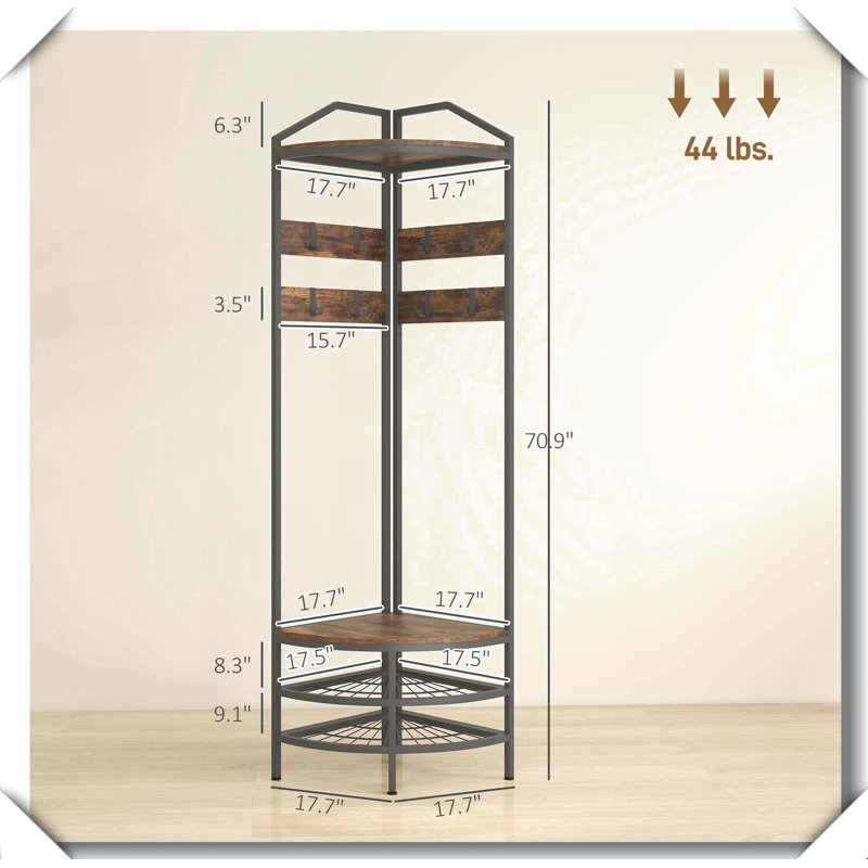 Industrial Corner Coat Rack With Shoe Storage