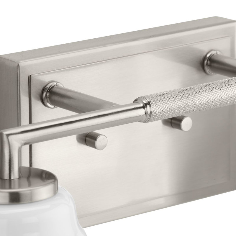 Four-Light Industrial Vanity Light, Brushed Nickel