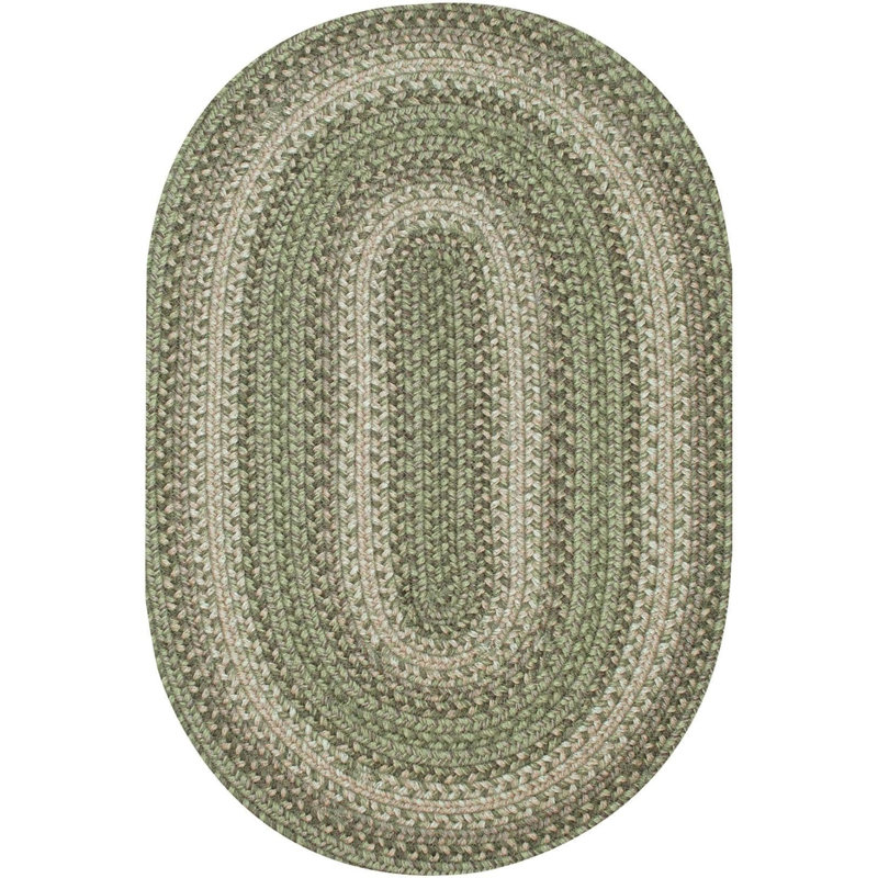 Tapis vert sauge en jute tressé Damal, Ovale 4 pi x 6 pi