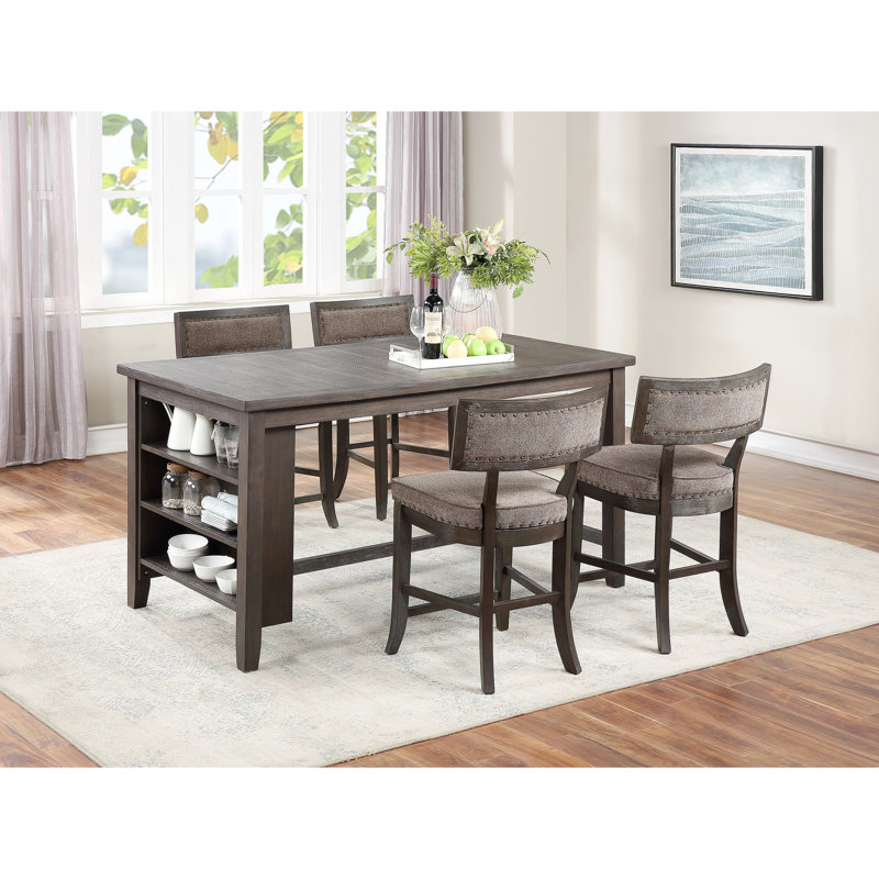 Modern Counter Height Dining Table, And Solid Wood With Effective Storage Rustic Kitchen Feature, Espresso