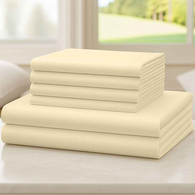 6-Piece Ultra-Soft Microfiber Sheet Set, Butter, Full Sheet Set with 4 Pillowcases
