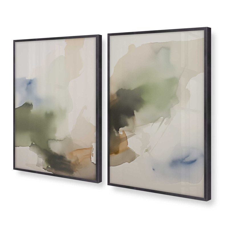 «Tranquil Earth Reverie», ensemble de 2 impressions, Zinc patiné, H 15,25 po x l 24,5 po