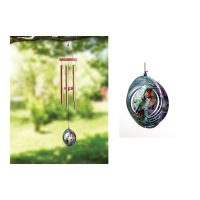 Hummingbird Metal Spinner Wind Chime 2.5'' H Colorful Garden Decor with Melodic Sound
