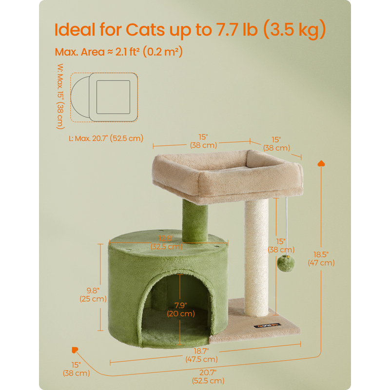 47cm H Cat Tree, Green/Brown