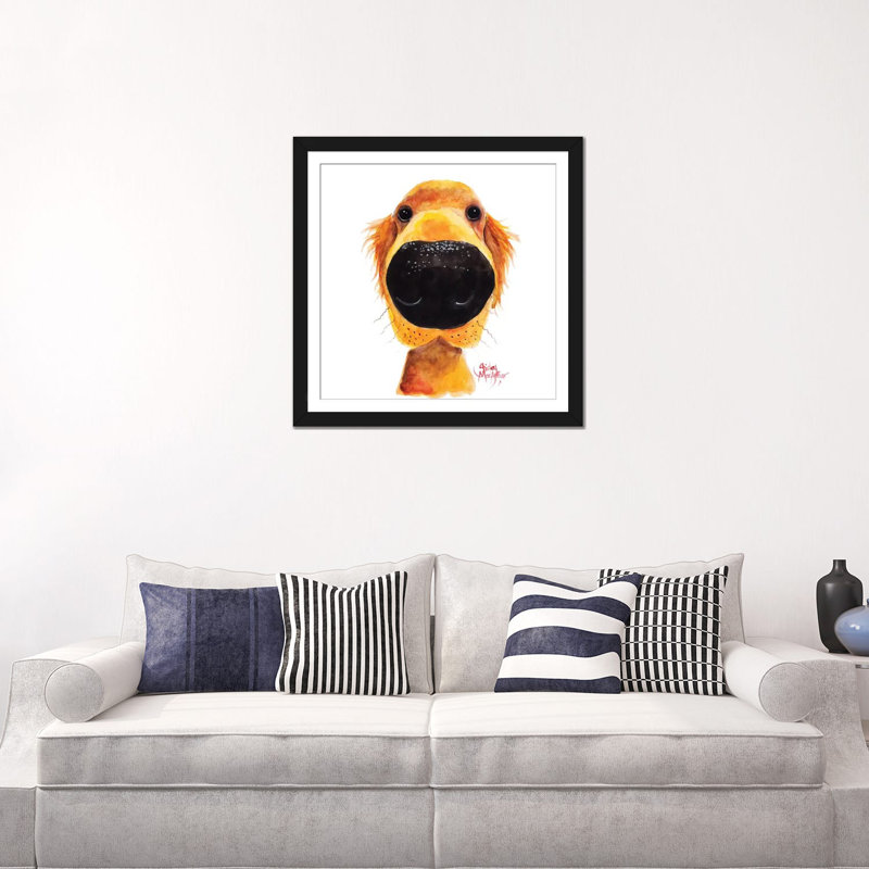 « roy the retriever », reproduction d’art sur toile tendue Shirley Macarthur, Toile encadrée noire, Pas de tapis